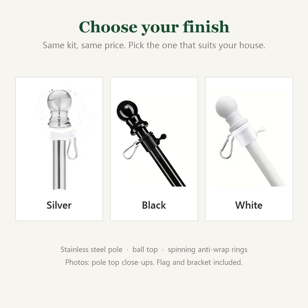 Wall Flagpole Kit with Irish Tricolour – 1.8 m Stainless Steel