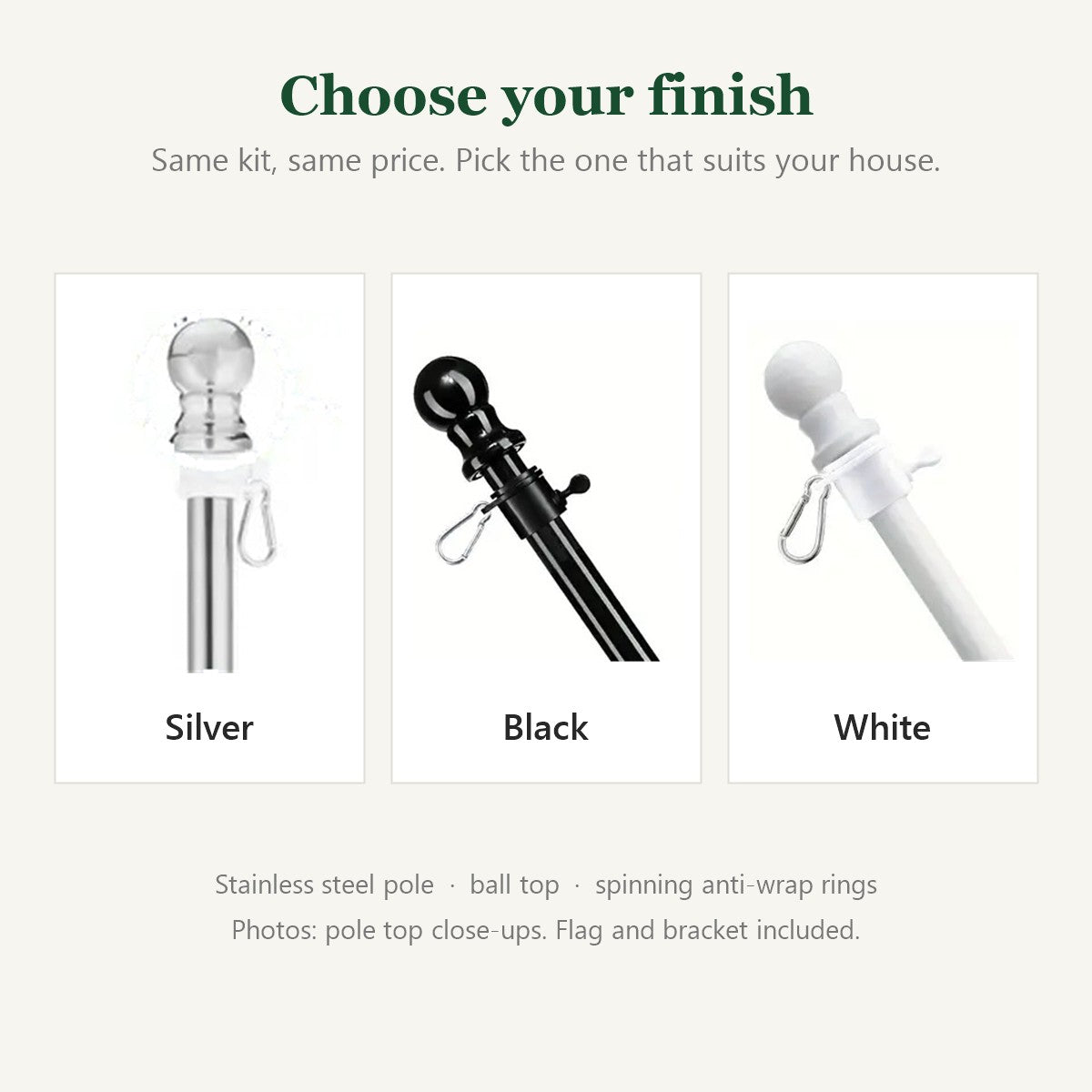 Wall Flagpole Kit with Irish Tricolour – 1.8 m Stainless Steel