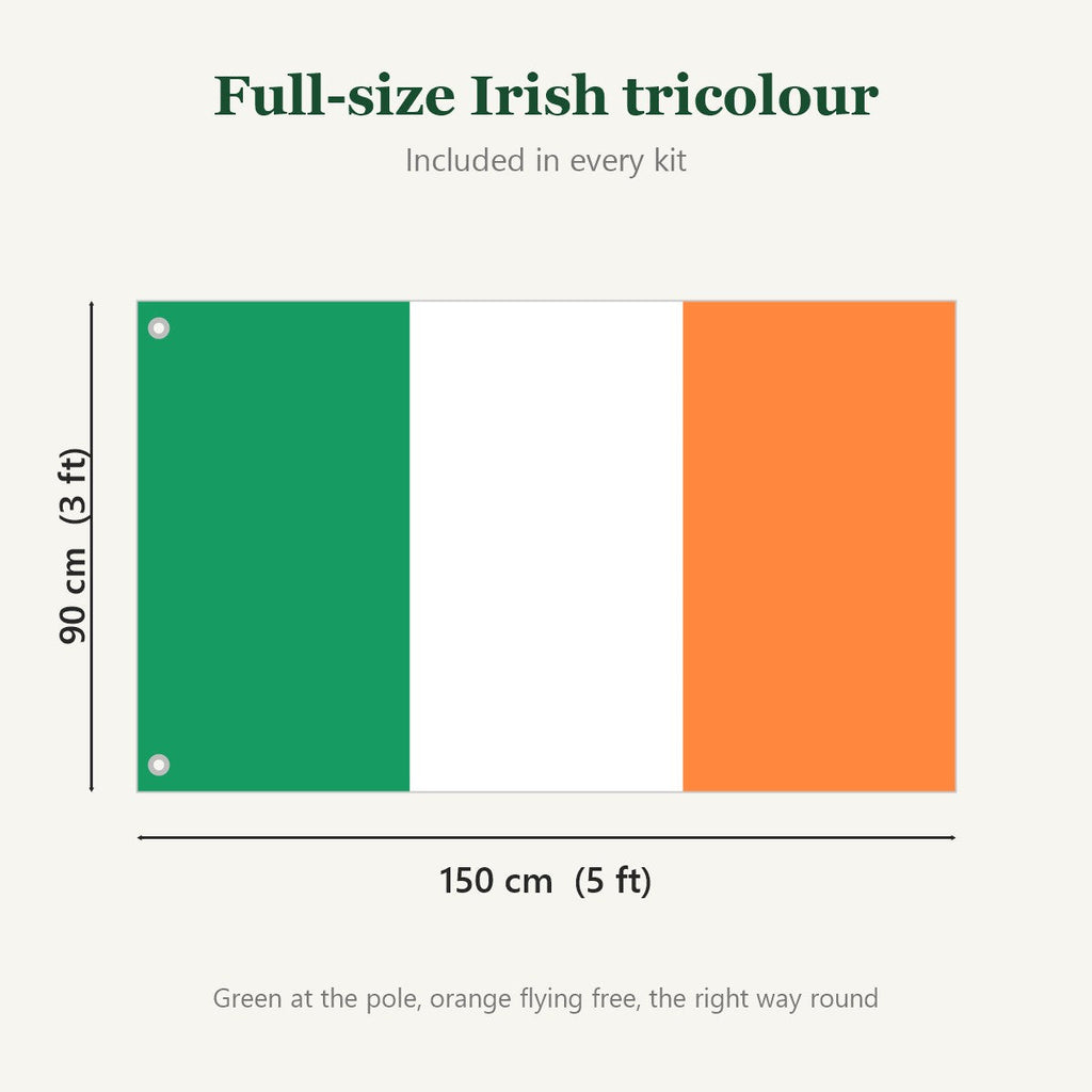Wall Flagpole Kit with Irish Tricolour – 1.8 m Stainless Steel