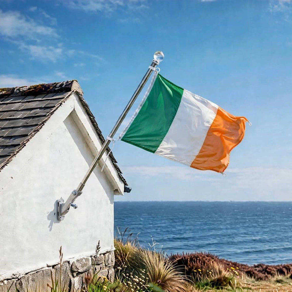 Wall Flagpole Kit with Irish Tricolour – 1.8 m Stainless Steel